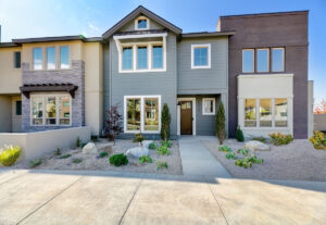 pictured are two of the three townhomes sold at the Blvd.